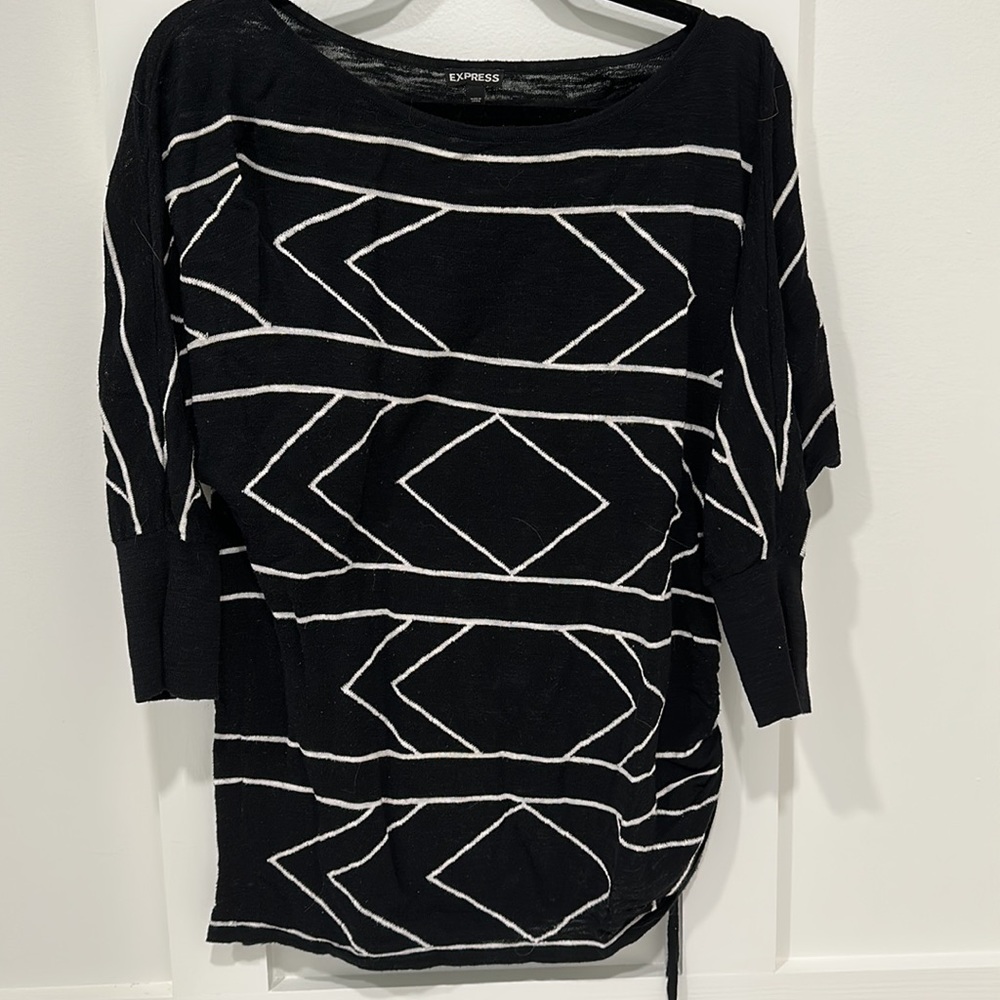 Express 3/4 sleeve sweater with cinched left side